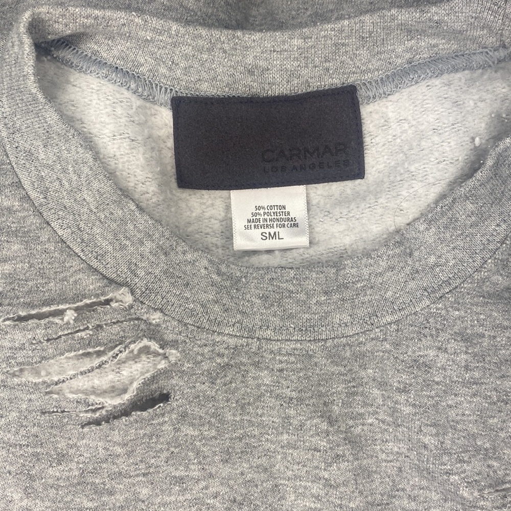 Crop Black Star Patch Ripped Sweatshirt - image 8